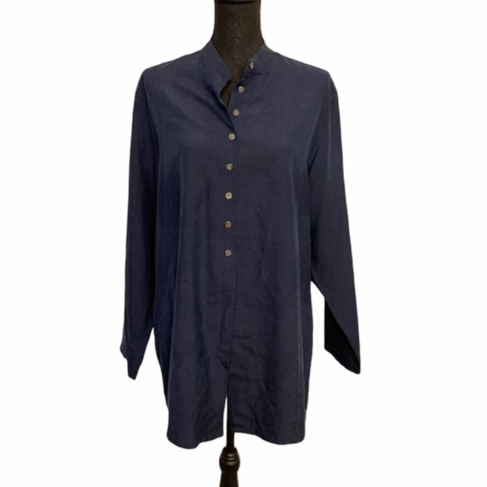 Silx Navy Blue Up Silk Top